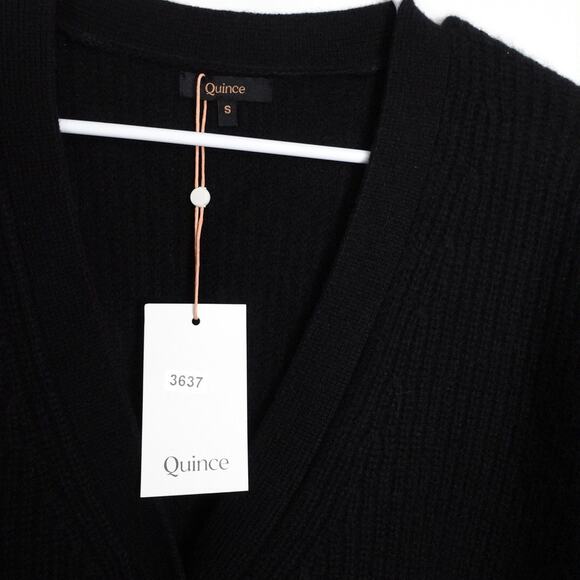 New Quince Black Mongolian Cashmere Oversized Boyfriend Cardigan Sweater Small - Picture 10 of 10